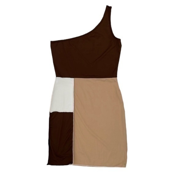 SHEIN Colorblock One Shoulder Bodycon Dress - Picture 1 of 6